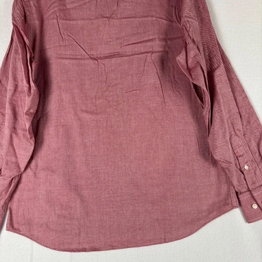 Banana Republic‎ Relaxed Fit Men's Size L Red Button Down Shirt Long Sleeve - Picture 8 of 12